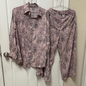 Modesty Floral Pink Pajama Set polyester soft material # 750
